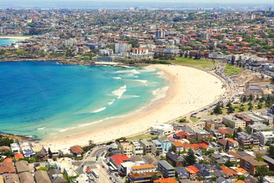 Aerial view of Bondi beach in Sydney