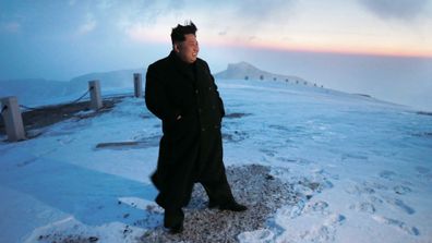 <p><b>Kim Jong Un: Mountaineer</b></p>North Korean leader Kim Jong-un posing for a photo on Mount Paekdu, which he claimed to have climbed, despite wearing leather shoes. It is the latest in a long line of propaganda images released by North Korean state-run media, designed to exalt the Supreme Leader. (AP)