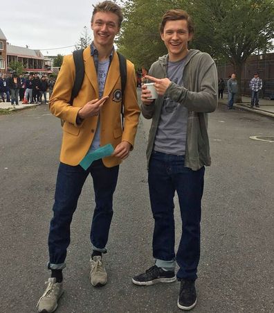 Harrison Osterfield (left) with Tom Holland (right)