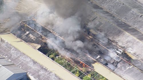 Warehouse fire in Ingleside, Sydney.