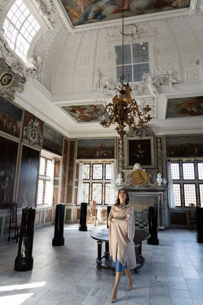 Queen Mary of Denmark at Frederiksborg Castle during the filming of a documentary about Countess Danner.