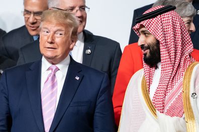 28 June 2019, Donald Trump and  and Mohammed bin Salman bin Abdelasis al-Saud, Crown Prince of Saudi Arabia at the G20 Summit. 