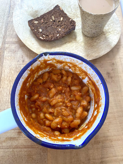 Healthy homemade baked beans on toast