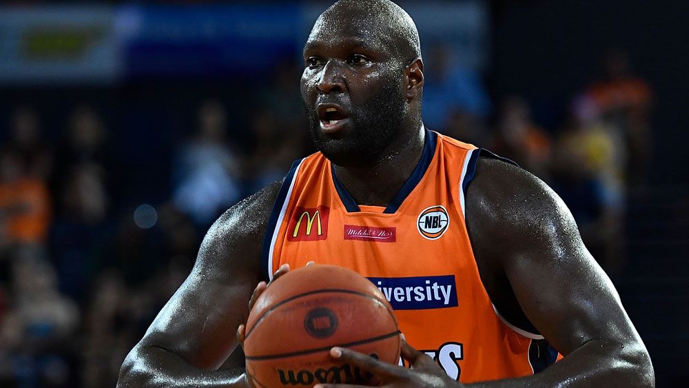 Cairns Taipans' Nathan Jawai in action during the NBL win over Perth. (Getty)