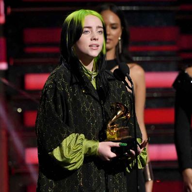 Billie Eilish accepts the Best New Artist award onstage during the 62nd Annual GRAMMY Awards at Staples Center on January 26, 2020 in Los Angeles, California. 