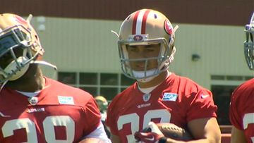 It's the first time Jarryd Hayne has been pictured in 49ers' uniform. (9NEWS)