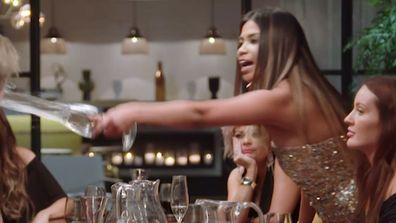 MAFS Grand Reunion Dinner Party Cyrell wine throw