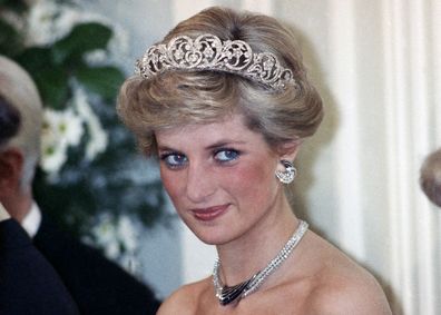 Princess Diana, is pictured during an evening reception given by the West German President Richard von Weizsacker. 