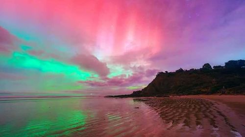 Aurora australis in Hobart, Tasmania.