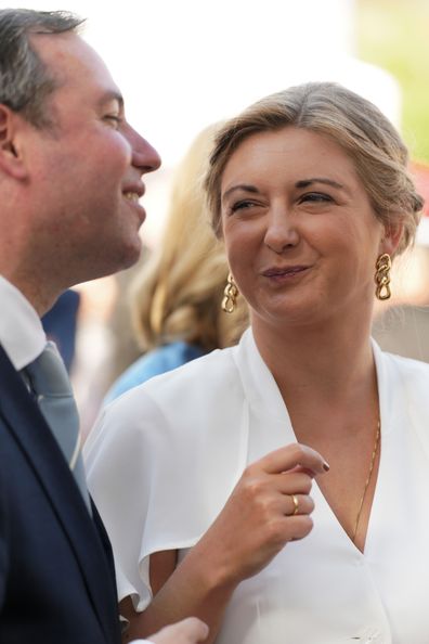 LUXEMBOURG, LUXEMBOURG - JUNE 22:  Prince Guillaume of Luxembourg and Princess Stephanie of Luxembourg enjoy National Day festivities in Esch-sur-Alzette on June 22, 2022 in Luxembourg, Luxembourg. (Photo by Sylvain Lefevre/WireImage )