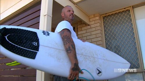 The encounter was enough to get surfer Adam Murray rushing back to shore. (9NEWS)