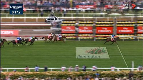 The 2014 Melbourne Cup comes to an exciting finish. (Supplied)
