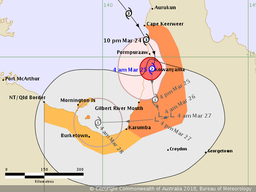 Tropical Cyclone Nora crossed the Queensland coast as a Category 3 system. (Bureau of Meteorology)