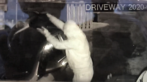 The man was filmed pouring fuel on the car before lighting it.