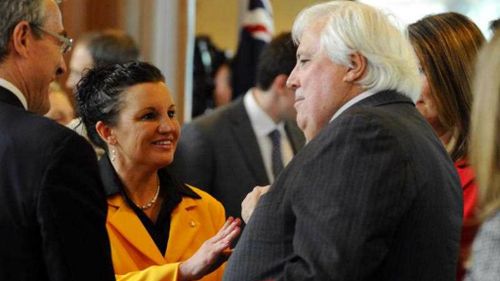 Senator Jacqui Lambie pictured with party leader Clive Palmer, in happier times. (AAP)