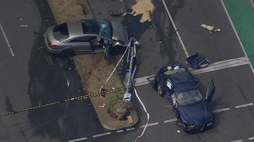 A teenage driver is in critical condition after a freak car accident that injured five people, including a Pedestrian. 