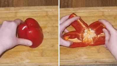 capsicum chopping hack tiktok