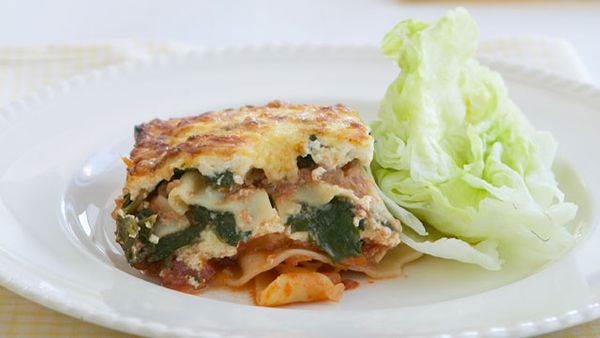 Spinach, ricotta and mushroom lasagne