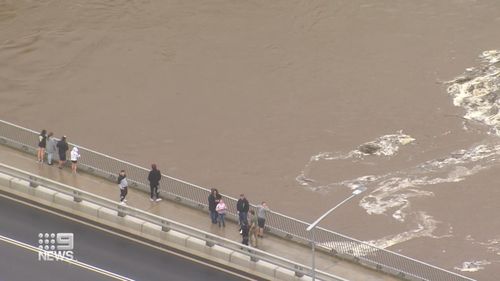 Floodwaters at the Windsor Bridge.