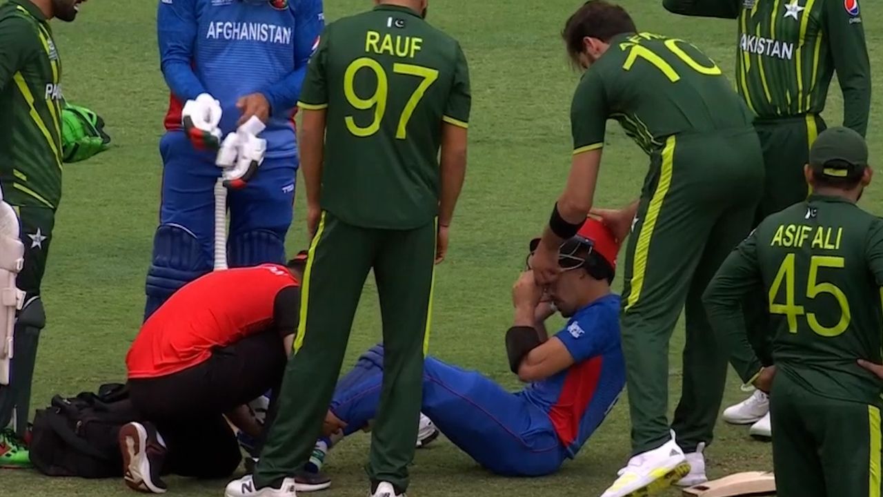 Rahmanullah Gurbaz suffered a suspected broken toe after being struck on the foot by fast bowler Shaheen Afridi in a T20 World Cup warm up match between Afghanistan and Pakistan.