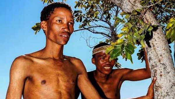 This photo shows two San people in Tsumkwe, Namibia, taken at the start of the study. Credit: Josh Davimes