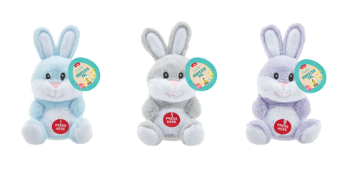 Coles Easter Bunny Squeezer Pals are being recalled in colours; blue, grey and purple