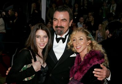 PASADENA, CA - JANUARY 09:  Actor Tom Selleck (C) with wife Jillie Mack (R) and daughter Hannah (L) arrive at the 31st Annual People's Choice Awards held in the Pasadena Civic Auditorium on January 9, 2005 in Pasadena, California.  (Photo by Vince Bucci/Getty Images)