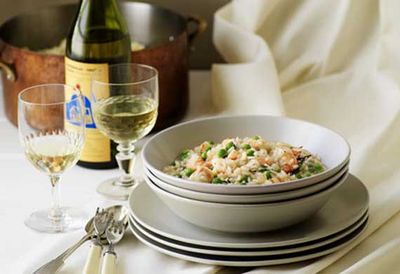 Friday: Risotto with peas and prawns