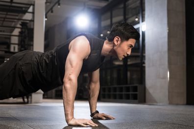 Calisthenics workout exercise pushup training at gym