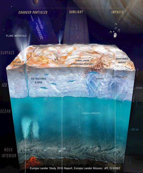 Europa is covered with a thick layer of ice.