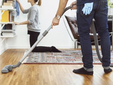 Couple cleaning