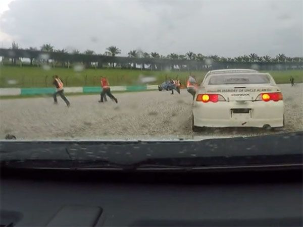 Race marshalls filmed running for their lives