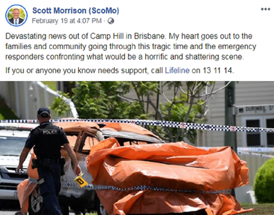 Scott Morrison Facebook post following child deaths