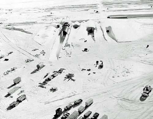 An aerial shot of Camp Century taken during the 1960s, (US Army).