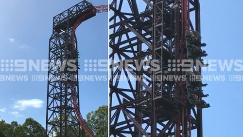 Six passengers were trapped on the ride. (Image: 9NEWS)