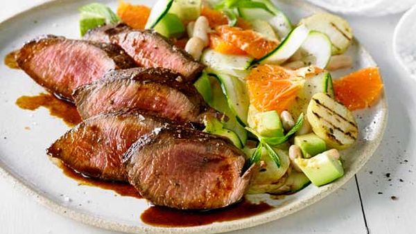 Peruvian-style flank steak with orange and potato salad