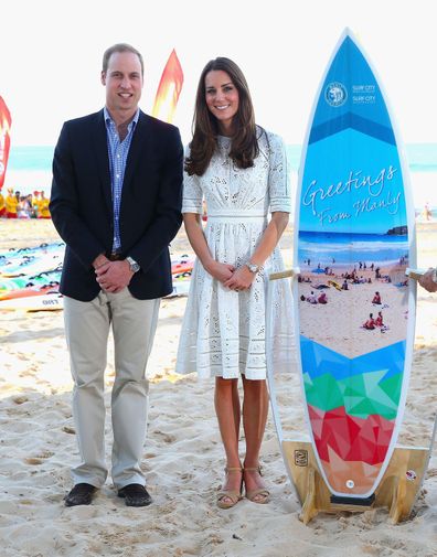 The Duchess of Cambridge caused a fashion frenzy when she wore this white Zimmermann frock during her and Prince William's first-ever joint visit to Australia in 2014.
