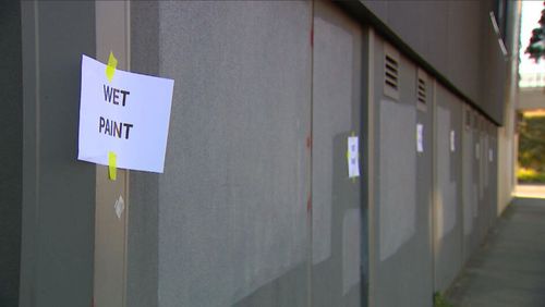 The offensive graffiti has been painted over.