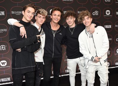 US boyband Why Don't We members Daniel Seavey, Jack Avery, Corbyn Besson, Zach Herron and Jonah Marais