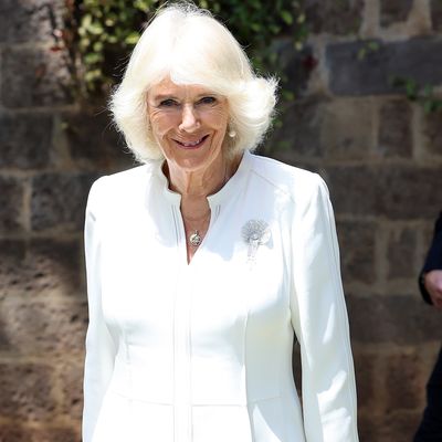 Queen Camilla wearing the late Queen's Oyster brooch
