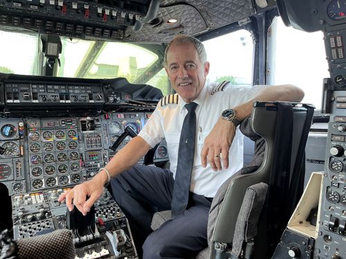 John Tye in a Concorde cockpit