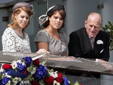 Princess Beatrice and Princess Eugenie with Prince Phiilp