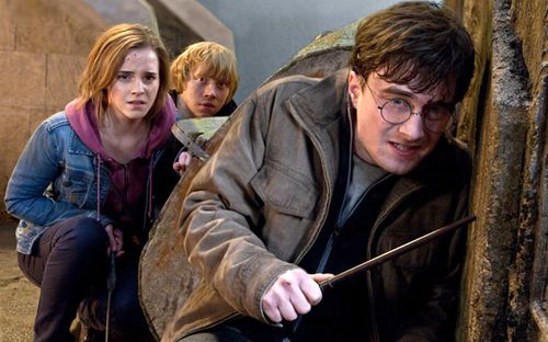 Actors (from left) Emma Watson, Rupert Grint and Daniel Radcliffe in a scene from "Harry Potter and the Deathly Hallows: Part 2." (AAP)