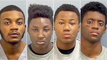 Aaron Miller, Caleb Brown, Jacob Morgan and Ramon Djuana (LR), were jailed over the Snapchat murder of UK teen Cimeren Yilmaz in September.