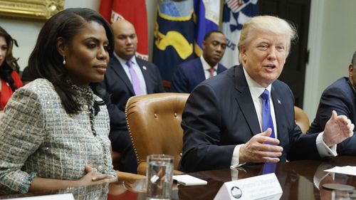 Omarosa Manigault in the White House with President Donald Trump. (AAP)