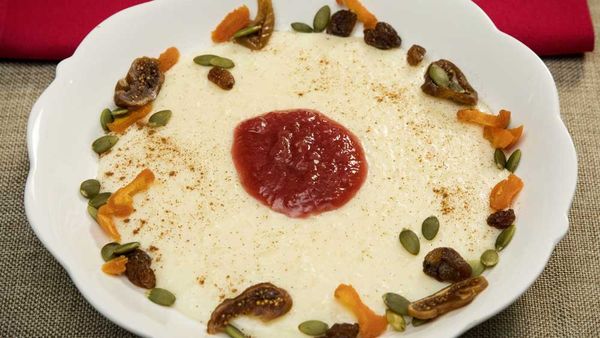 The Shahrouk's rhubarb rice pudding