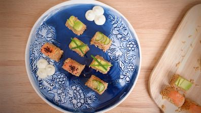 Easy sushi ice cube tray trick