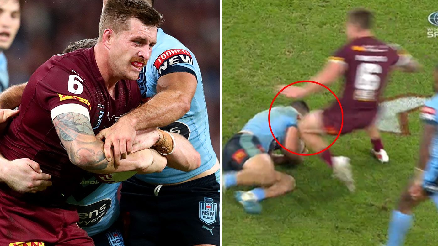Maroons playmaker Cameron Munster in strife after dangerous collision leading with his knees 