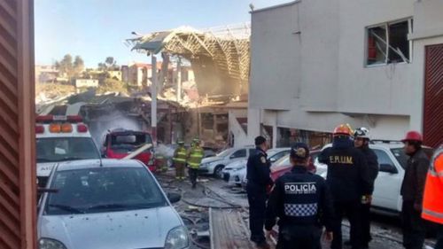 The scene of the explosion outside the hospital in Mexico City. (Twitter/Enrique Acevedo)