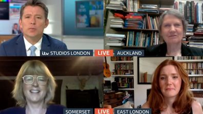 Helen Clark (top right) on Good Morning Britain with Boris Johnson's sister Rachel Johnson (bottom left)